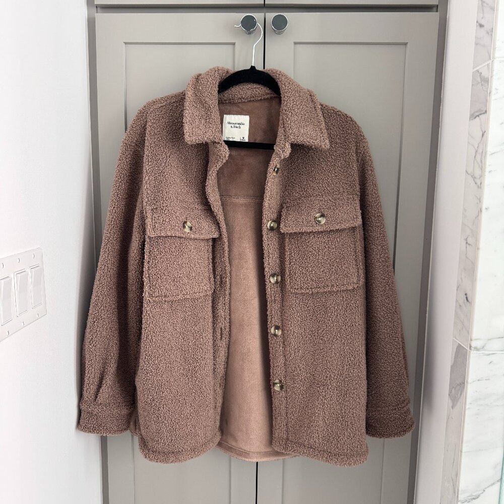 NEW Abercrombie & Fitch Teddy Sherpa Shirt Jacket - M